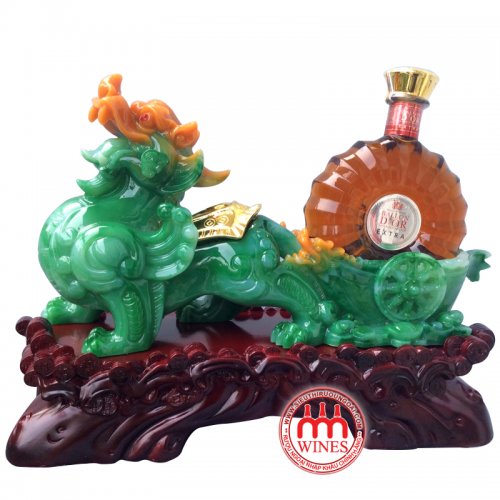 Kệ rượu Kỳ Lân Đá Xanh Ngọc + Rượu D'or XO