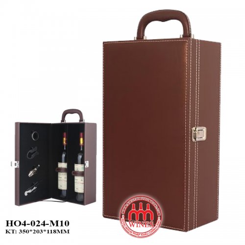 Hộp da Đôi Nâu trơn kèm 4 món phụ kiện