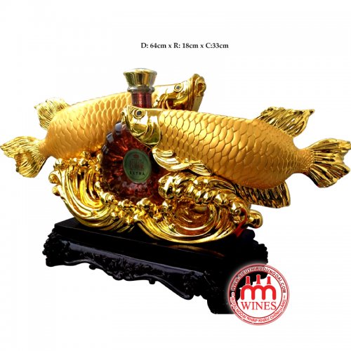 Kệ Cá Chép Rồng Song Ngư Kèm Rượu Brnady XO