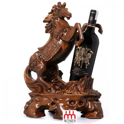 Kệ Ngựa gỗ + Rượu Vang 750ml 34x20x44cm